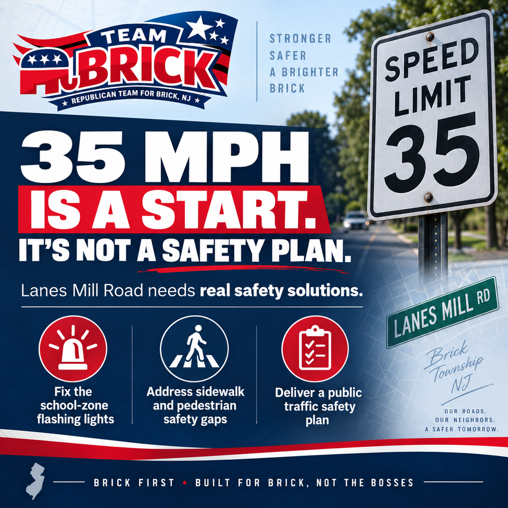 Team Brick Supports Lanes Mill Road Speed Reduction, Calls for Comprehensive Safety Plan